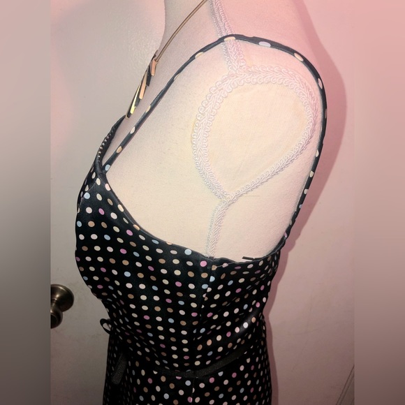 CDC Caren Desiree Black Fit & Flare, Spaghetti Strap Polka Dot Midi Dress, SZ 06 - Picture 7 of 16